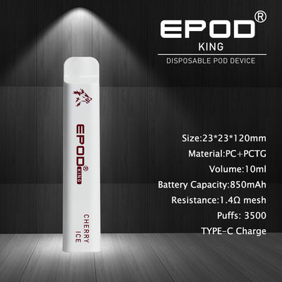 Líquido del rey 10ml de EPOD dentro del cigarrillo disponible 850mAh de la nicotina recargable