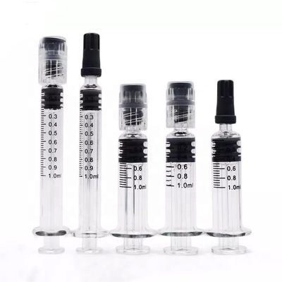 Capacidad material de cristal de las jeringuillas 0.5ml 1ml 2.25ml de la cerradura de Luer de Pyrex