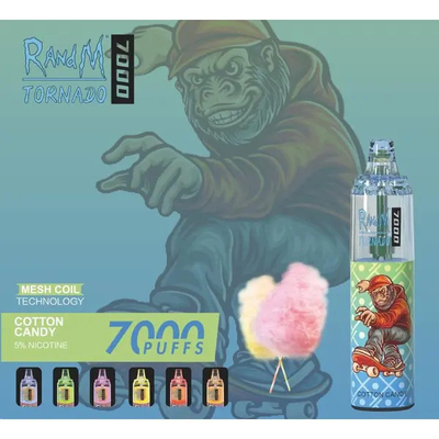 Fumot RandM Tornado 7000 Puffs Juicious Ice Fruit Aromas Disponibles Enrejado bobina 5% de capacidad de nicotina Vapor desechable