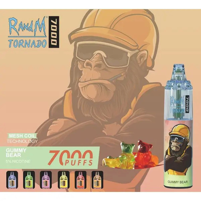 Fumot RandM Tornado 7000 Puffs Juicious Ice Fruit Aromas Disponibles Enrejado bobina 5% de capacidad de nicotina Vapor desechable