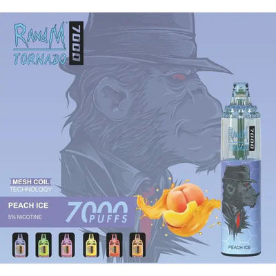 Fumot RandM Tornado 7000 Puffs Juicious Ice Fruit Aromas Disponibles Enrejado bobina 5% de capacidad de nicotina Vapor desechable