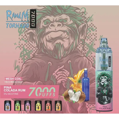Fumot RandM Tornado 7000 Puffs Juicious Ice Fruit Aromas Disponibles Enrejado bobina 5% de capacidad de nicotina Vapor desechable