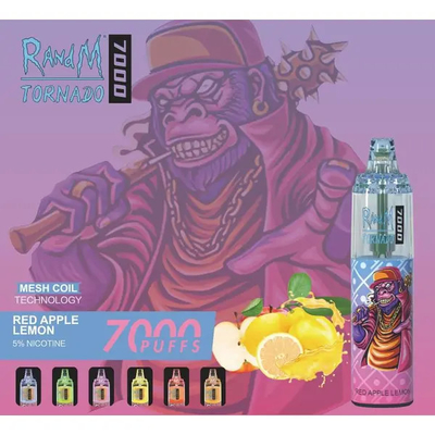 Fumot RandM Tornado 7000 Puffs Juicious Ice Fruit Aromas Disponibles Enrejado bobina 5% de capacidad de nicotina Vapor desechable