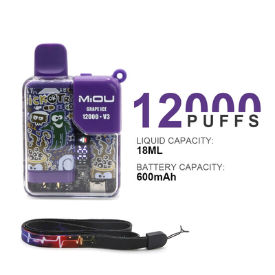 Venta caliente Miou V3 20 sabores Display de vapeo desechable 12000 bolas de nicotina E cigarrillo vapeo