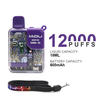 Venta caliente Miou V3 20 sabores Display de vapeo desechable 12000 bolas de nicotina E cigarrillo vapeo