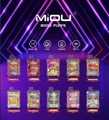 Miou Box E CIGS Mesh Coil 15ml E líquido Vapor desechable 8000 Puffs 650mAh Recargable 10 sabores
