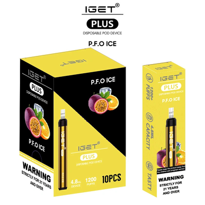 Soplos electrónicos disponibles 4.8ml Iget de la pluma 1200 del cigarrillo de la calidad superior más Vape disponible