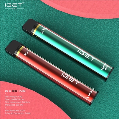 Vaina portátil Vape, pluma del soplo auténtico de Iget 1800 del vaporizador de 7ml que fuma XXL