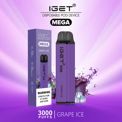 El soplo MEGA de Iget 3000 coloreó el humo de Vape, cigarrillos de encargo electrónicos del vapor