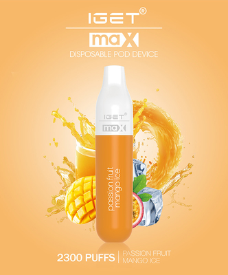 2300f IGET MAX Flat Pod Vape Pen, sistema portátil de la vaina del mango 8ml