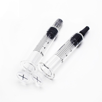 inyección innecesaria Thc del aceite de 0.5ml 1ml de la jeringuilla de la cerradura disponible de cristal clara vacía de Luer