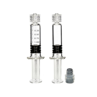 inyección innecesaria Thc del aceite de 0.5ml 1ml de la jeringuilla de la cerradura disponible de cristal clara vacía de Luer