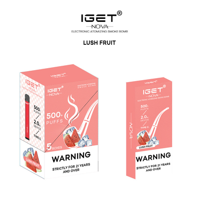 Nicotina original Vape del 100% IGET Nova Replaceable Pod Recharged Battery 500Puffs el 6%