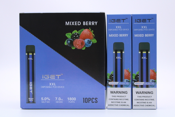 Iget original XXL 1800 sopla los cigarrillos disponibles de la vaina que la batería 2.4ml del dispositivo 950mAh prellenó la pluma de Vape del cartucho