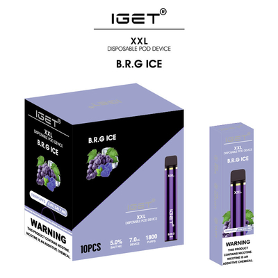 IGET XXL 1800 SOPLA nicotina disponible de la pluma 7ml el 5% del vape de la fábrica original del iget