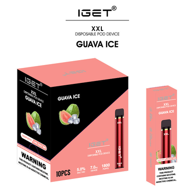 IGET XXL 1800 SOPLA nicotina disponible de la pluma 7ml el 5% del vape de la fábrica original del iget