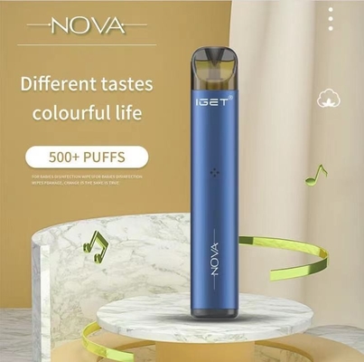 Nicotina original Vape del 100% IGET Nova Replaceable Pod Recharged Battery 500Puffs el 6%