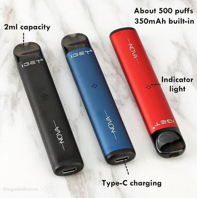 Nicotina original Vape del 100% IGET Nova Replaceable Pod Recharged Battery 500Puffs el 6%