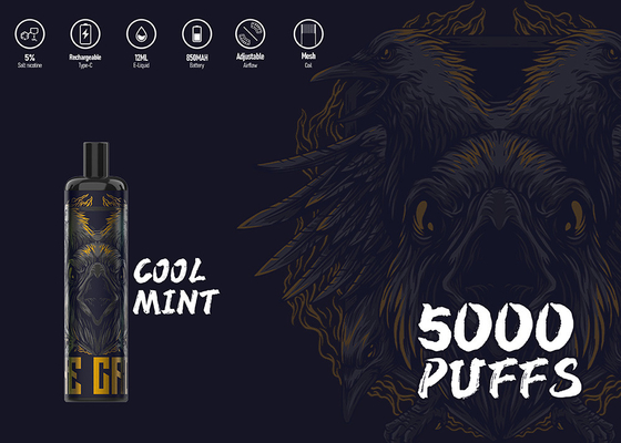 La nicotina del 5% contiene el cigarrillo electrónico máximo Vape de 5000 soplos de la energía de Epod
