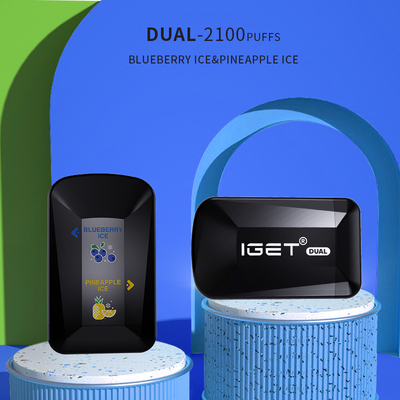 IGET se doblan 2100 soplos 2 sabores en 1 capacidad disponible de la pluma 8.0ml del vape