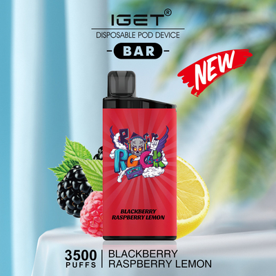 Sabores de la pluma disponible del vape de los soplos de la barra 3500 de Iget del limón de la frambuesa de Blackberry nuevos