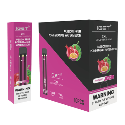 IGET original XXL 1800 sopla la nicotina disponible 950mah de la pluma 7ml el 5% del vape