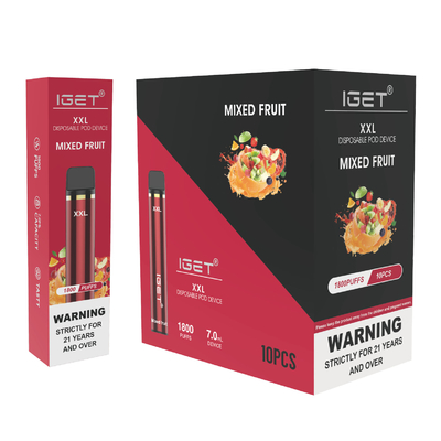 IGET original XXL 1800 sopla la nicotina disponible 950mah de la pluma 7ml el 5% del vape