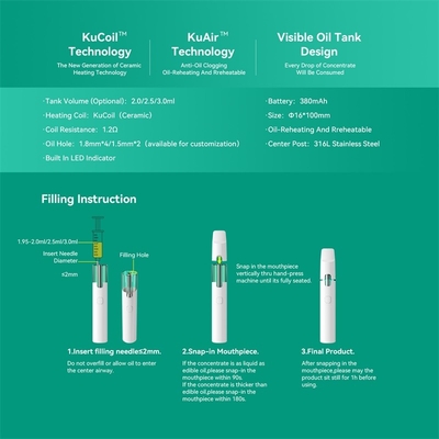 Hacer juego el cigarrillo electrónico disponible de Vape del aceite de Vape del delta 8 con la bobina de cerámica