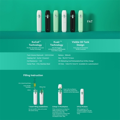 P24 de encargo de alta calidad 350 pluma disponible de la batería SS316 Vape del mAh con el volumen del tanque 2.0/2.5/3.0ML
