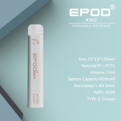 REY 3500 soplos Vape disponible recargable de Epod con sabores de IGET